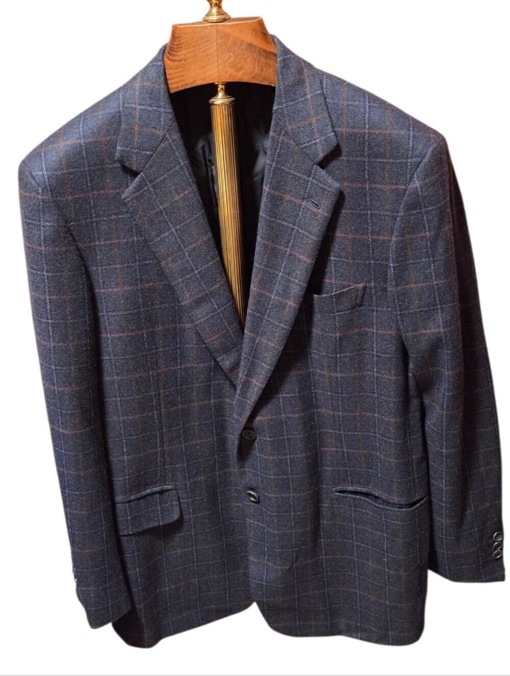 Brioni Nomentano Cashmere Blue Plaid Windowpane Blazer Sportscoat Size 46R